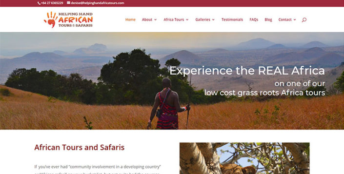 Aztera Marketing website design and SEO for Helping Hand African Tours