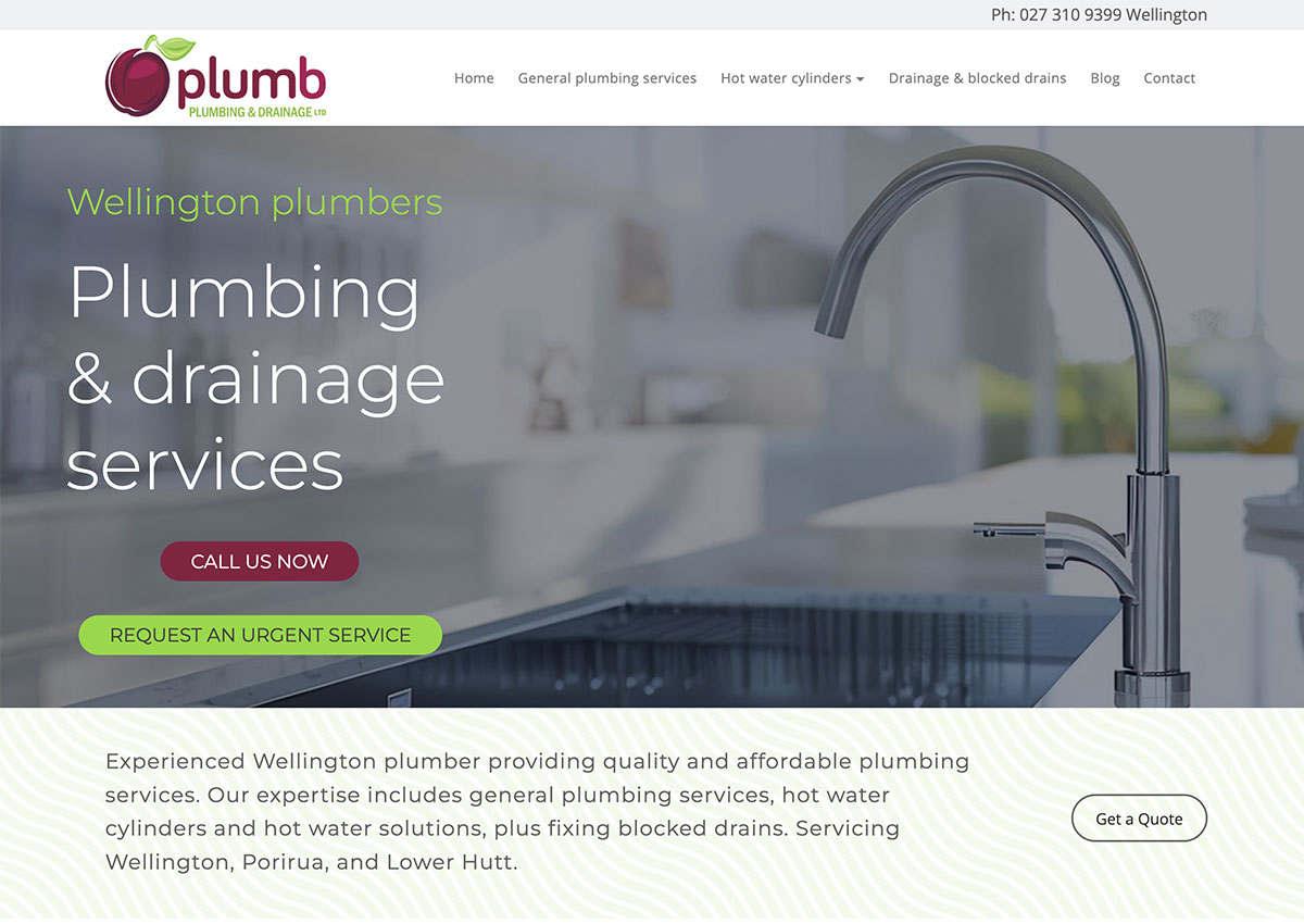 Aztera Marketing of Wellington | Providing full website design and build services, small business websites, affordable WordPress websites, SEO services, digital marketing and Google Ads services to small and medium sized businesses. View the Plumb Plumbing of Wellington website, a small business website and a trades website (tradies website) built on WordPress. Aztera Marketing is based in Wellington, we service NZ wide.