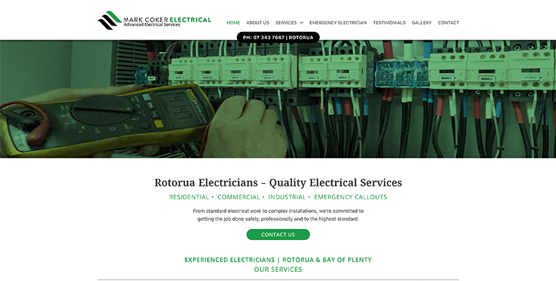 Aztera Marketing of Wellington | Providing full website design and build services, small business websites, affordable WordPress websites, SEO services, digital marketing and Google Ads services to small and medium sized businesses. View the Mark Coker Electrical of Rotorua website, a small business website built on WordPress. Aztera Marketing is based in Wellington, we service NZ wide.